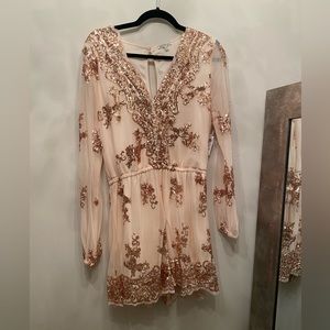 Rose Gold & Nude Sequin Romper
